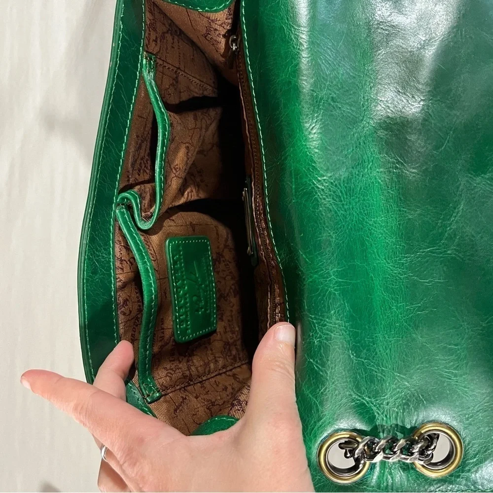 Patricia Nash Discovery Green Studded Merano Leather Shoulder Bag - Picture 9 of 16